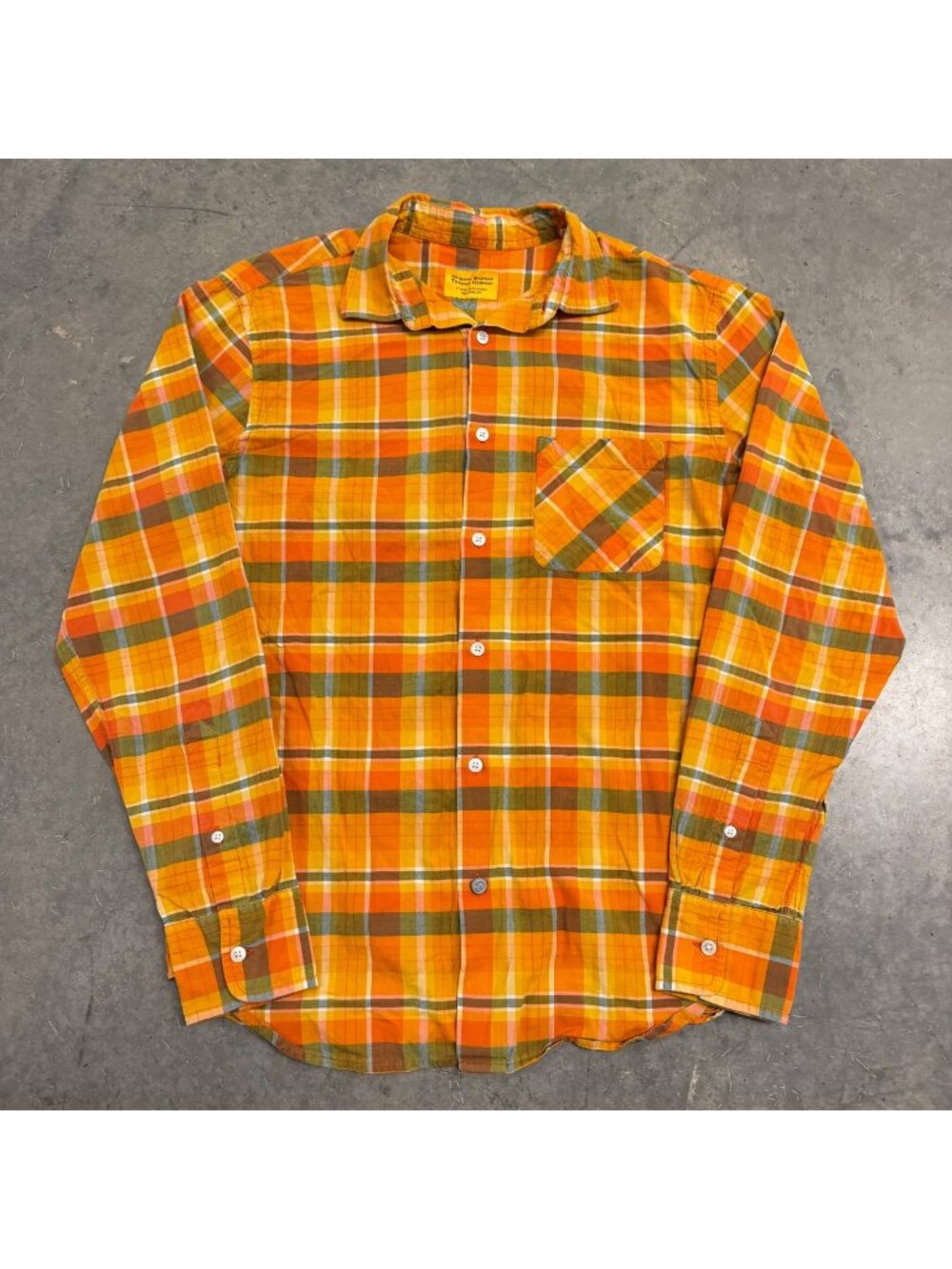Original Madras Trading Co Orange Plaid Madras Shirt Size M